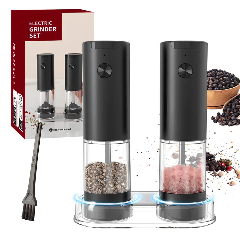 Stainless steel electric pepper grinder with button operation and Type-C charging port