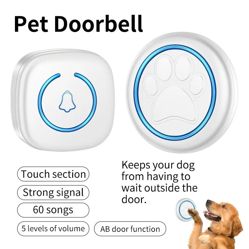 Waterproof wireless dog training doorbell with touch bell unit in black or white colour options