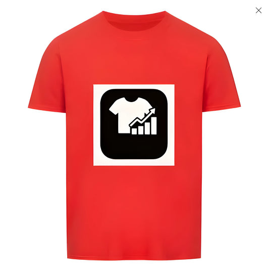 Red and white striped short sleeve T-shirt in a Japanese retro style, laid flat.
