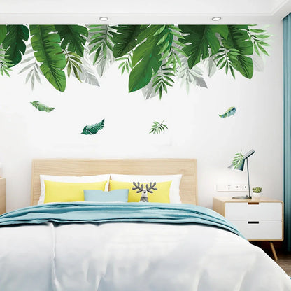 Nordic Green Plants Waterproof Wall Sticker for Bedroom Decoration