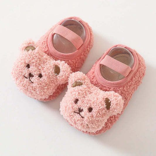 Baby floor socks with cartoon patterns, silicone non-slip dots on soles, in KN2200 blue colour