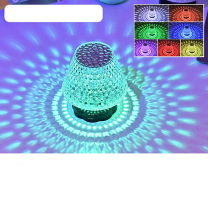 Crystal table lamp with touch sensor base and USB charging cable