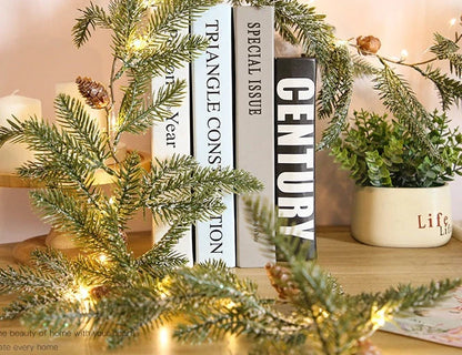 Festive rattan wall lights with LED pine needle-style lights for holiday decoration