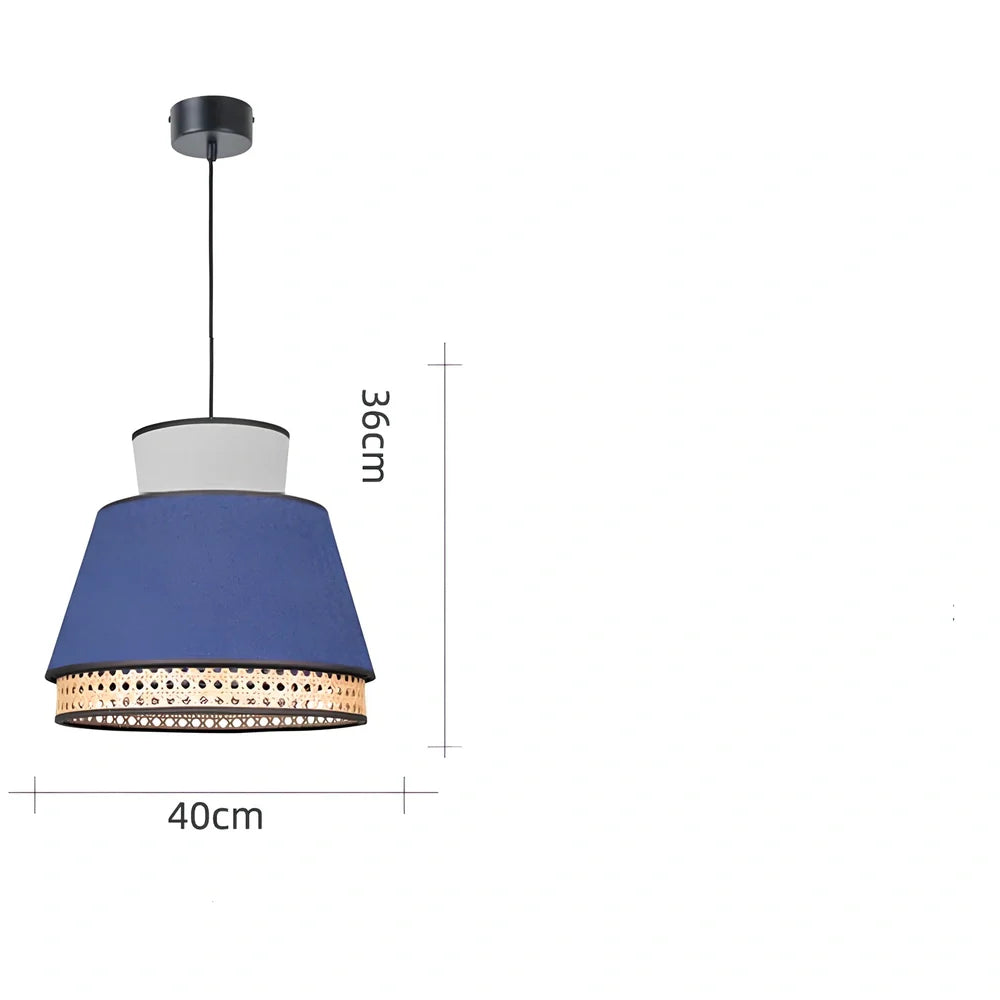 Japanese rattan chandelier with hand-woven grass shade and 3000K LED lighting in fish-shaped design