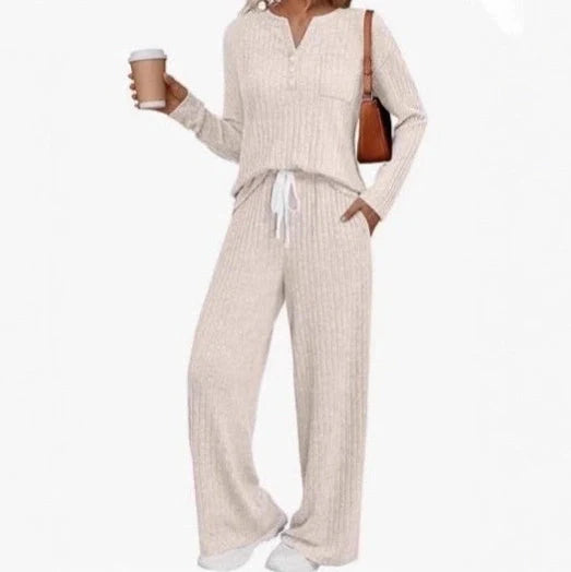 V-neck striped knit long coat with lace-up details and multiple pockets in light grey colour