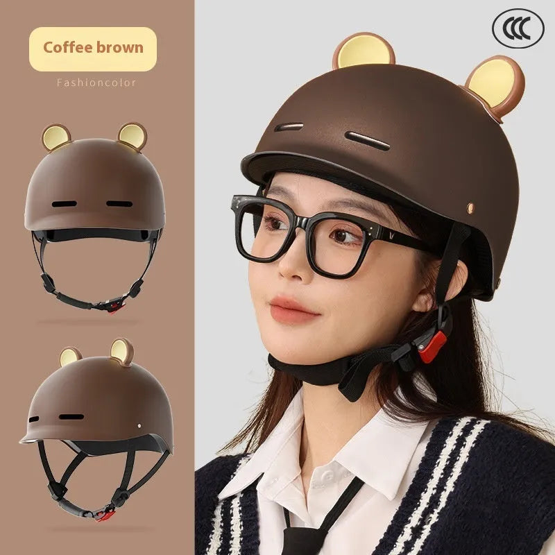 3C certified electric bike helmet in ABS shell shown in mocha colour option for adult commuters.