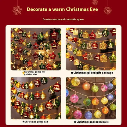 XINGX heart-shaped electroplated ball Christmas pendant lights in gold gift bag, star, ball, macaron and spiral designs