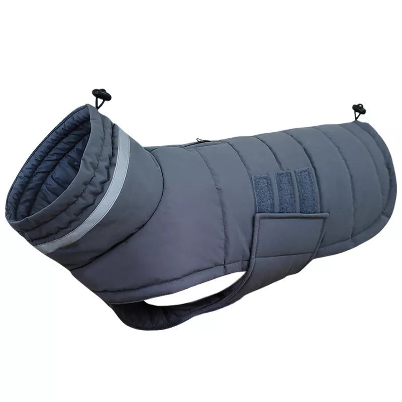 Waterproof winter dog coat in gray and pink, sizes S to XL, for medium to large dogs