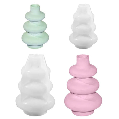 Three layer circle vase ornaments silicone mould in irregular shape