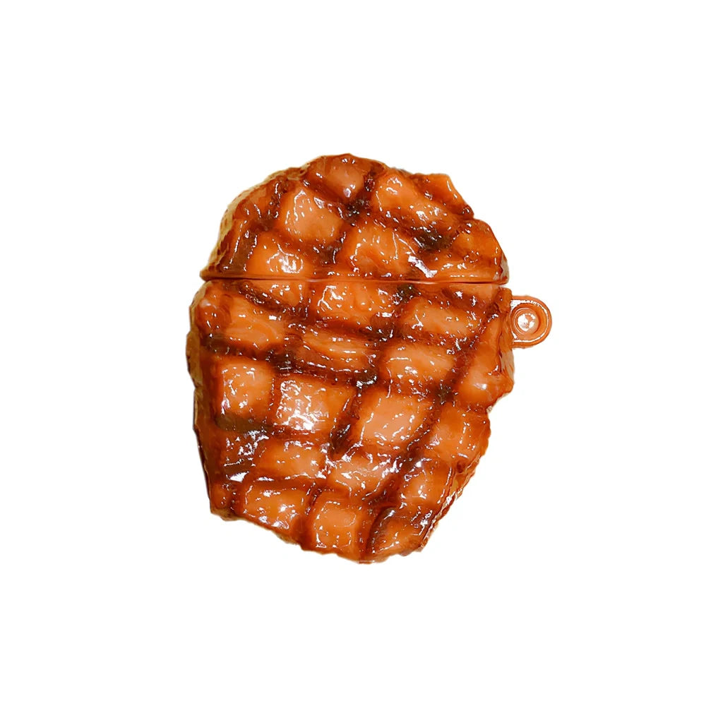 3D croissant silicone protective case for AirPods Pro 3rd gen with integrated hook, yellow bread design