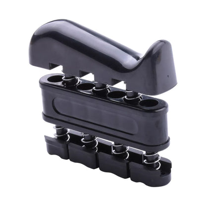 ABS finger strength trainer in black, orange, blue, and green for guitarists and fitness