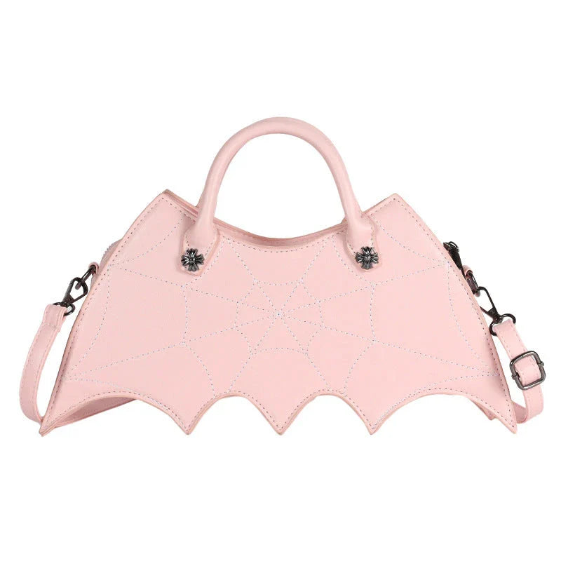 Stylish Halloween spider web crossbody bag in various colors, including black, white, brown, pink, and purple