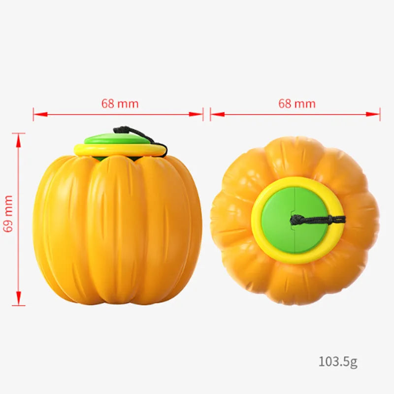 Halloween pumpkin shaped plastic dog chew ball with squeaker in orange colour