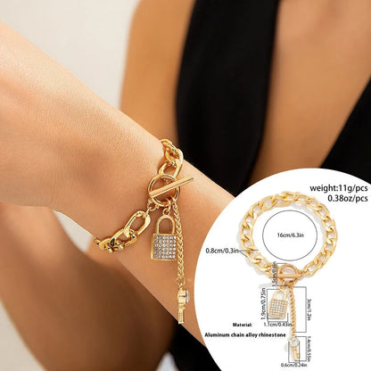 Stylish lock and key pendant necklace with a delicate chain, available in a variety of colors and materials