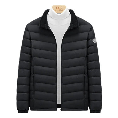 Plus size grey goose feather padded jacket, non-hooded, 50cm length, men's and women's colours, sizes S to 6XL
