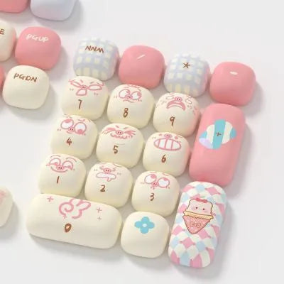Sublimation printed cartoon pig party theme mechanical keyboard keycap full set on a keyboard