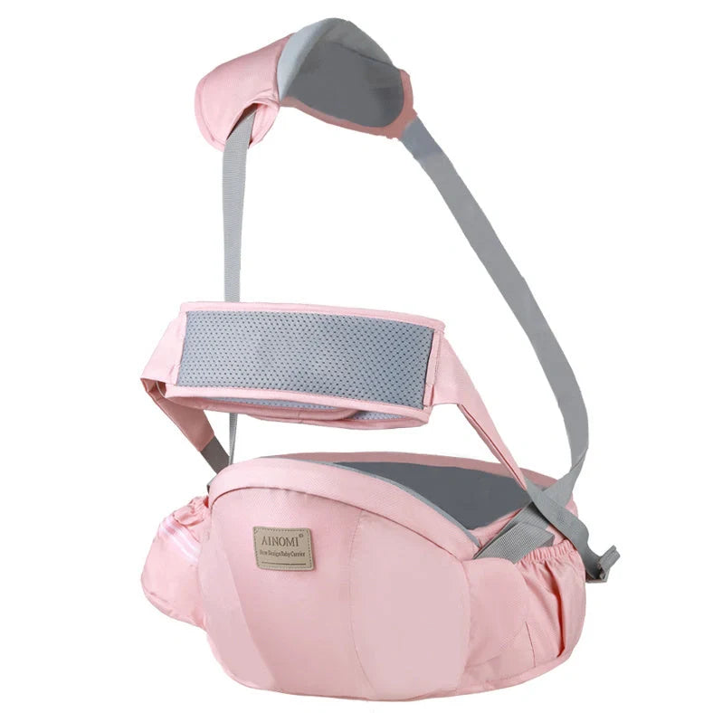 Baby sling waist seat carrier showing 15mm cushion and 25mm waist pad with anti-sliding design