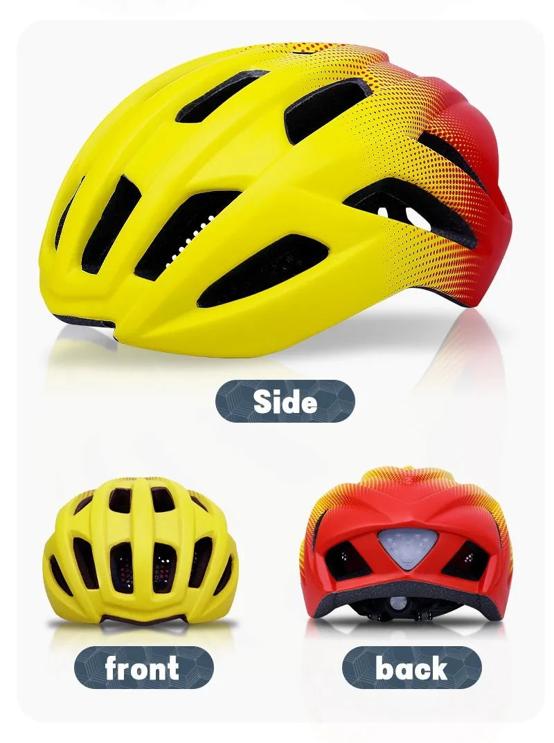 Orange road and mountain bike helmet showing 16 ventilation holes, size L fits 56-61cm.