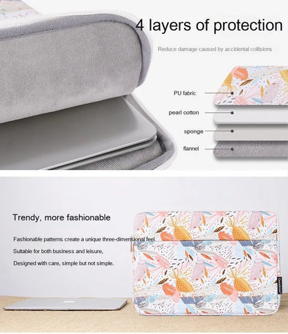 White waterproof 14-inch laptop sleeve with PU leather exterior showing clean design