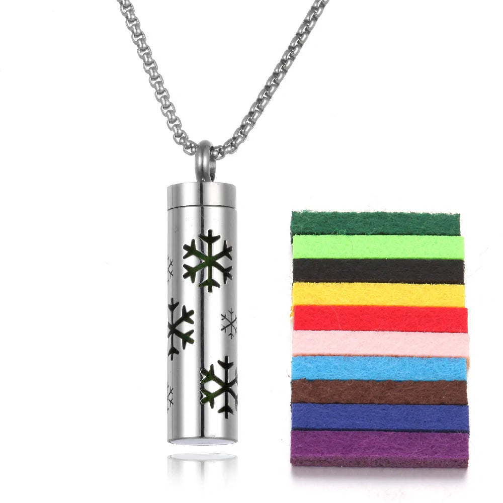 Titanium steel aromatherapy pendant with essential oil diffuser in various color options
