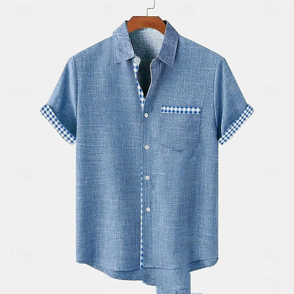 Linen short-sleeved shirt with ocean fish pattern in loose fit, available in multiple colours and sizes for teenagers