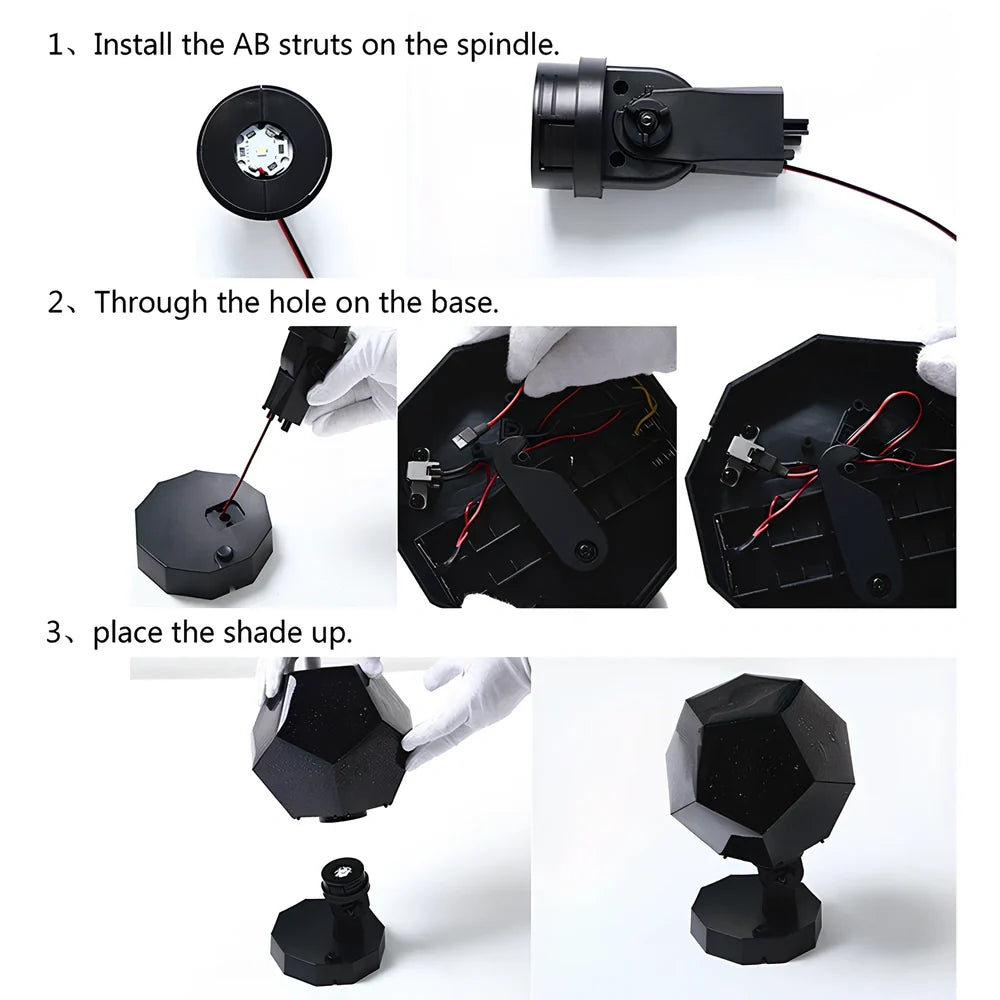 LED starry sky projector night light projecting constellations onto ceiling with remote control
