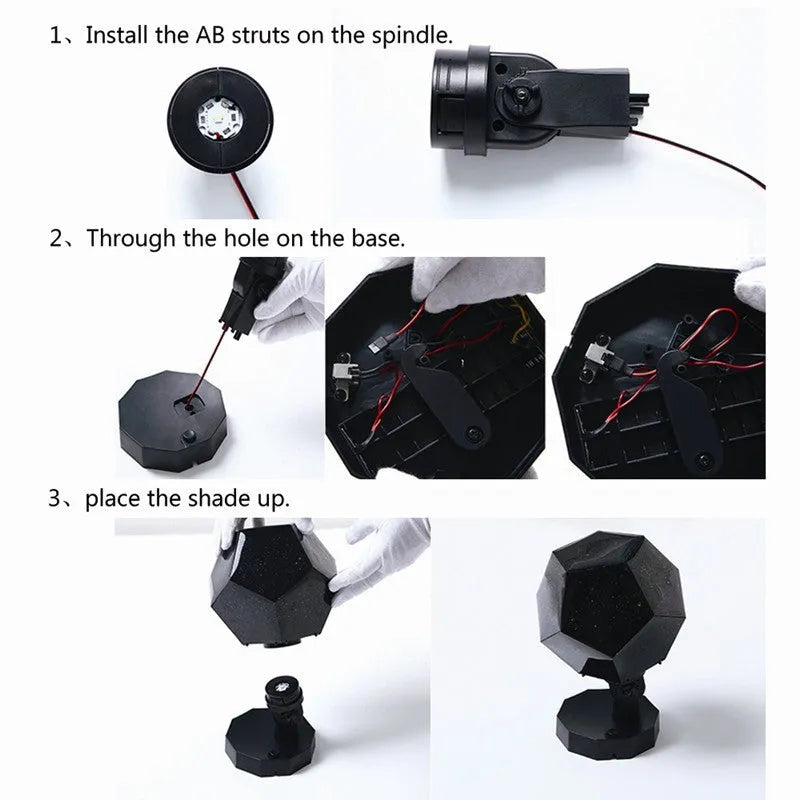 LED starry sky projector night lamp projecting constellation patterns on bedroom ceiling with remote control