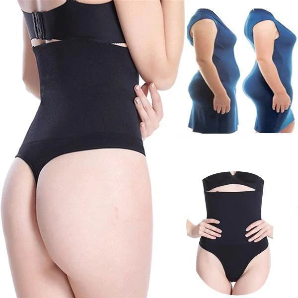 Slim Sculpting Thong with Tummy Control - Premium Chinlon Shapewear in Black and Nude Colors