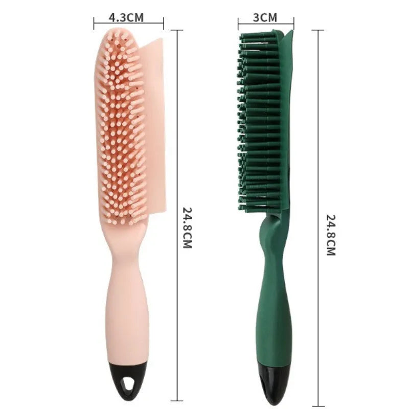 Green silicone pet grooming brush with flexible bristles for removing hair from cats, dogs and furniture