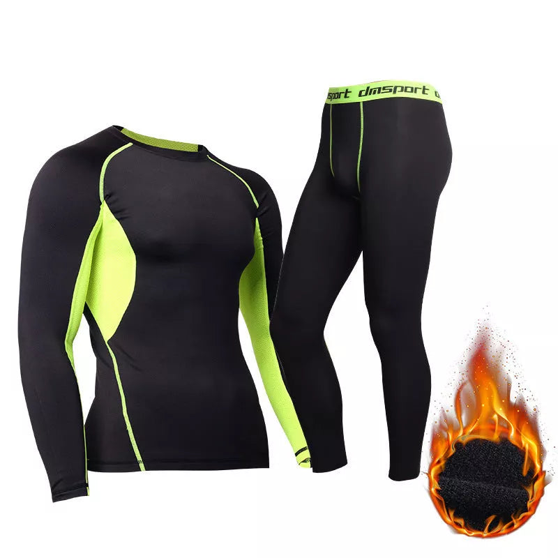 Men's thermal underwear set in black, ideal for winter warmth