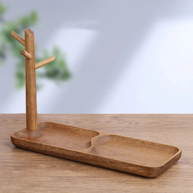 Solid wood watch storage tray with easy disassembly design in brown