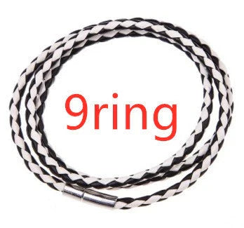 Personalized men's braided leather bracelet with stainless steel beads and custom name charm