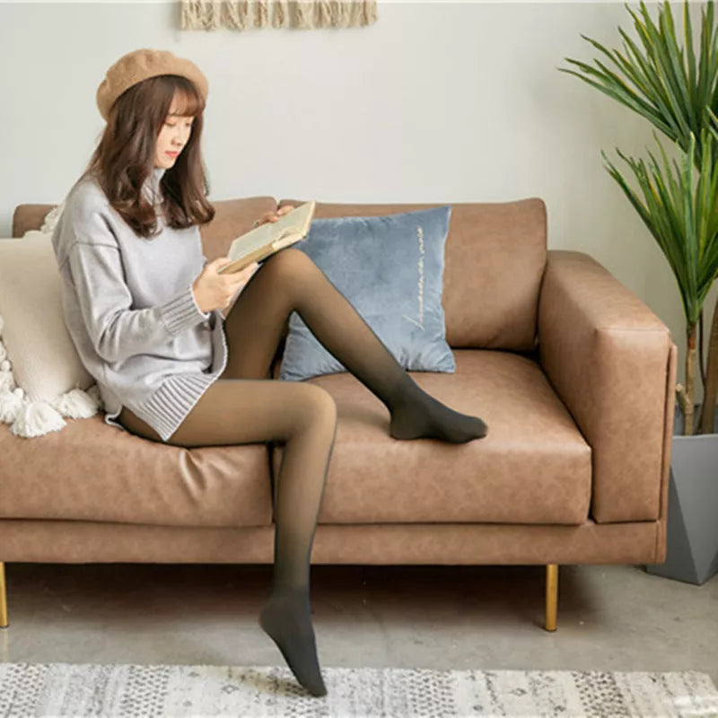 Sleek Legs Warm Fleece Pantyhose in black, coffee, grey, and skin colors