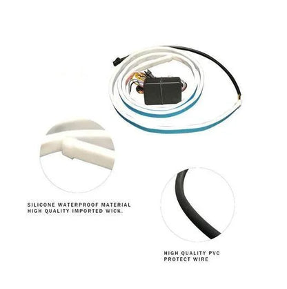 12V LED strip light for car and motorcycle in blue or red, available in 90cm, 120cm and 150cm lengths