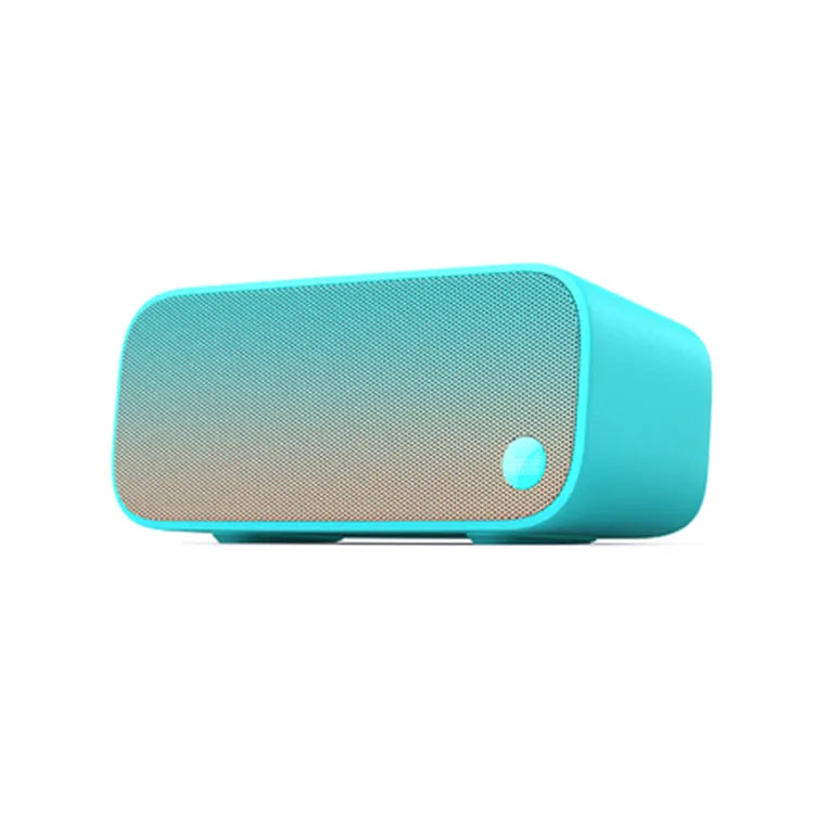 Elf Sugar Cube AI smart WiFi speaker in blue, green, red, or white colour on a shelf.