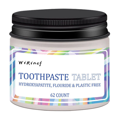 62 solid toothpaste tablets in a container for portable oral hygiene, mint flavour, TP19 variant