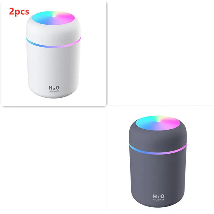 Pink white or navy blue USB desktop humidifier with LED mood lights and 300ml water tank