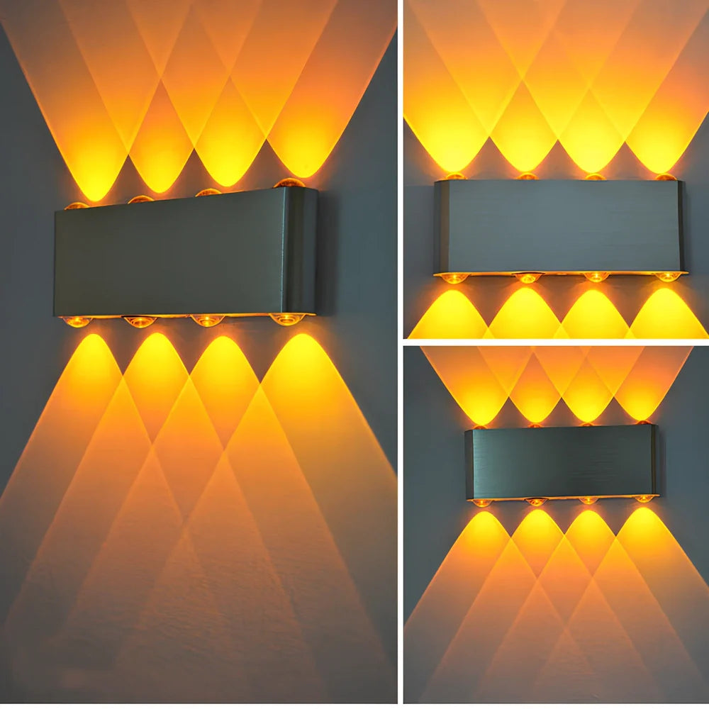 Modern 180cm LED corridor lamp in silver with warm white light on wall