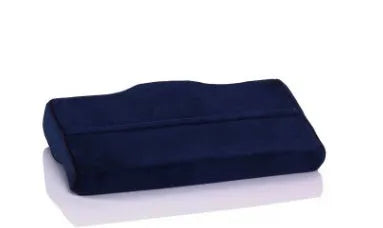 Blue butterfly-shaped memory foam cervical pillow showing contour design for neck support