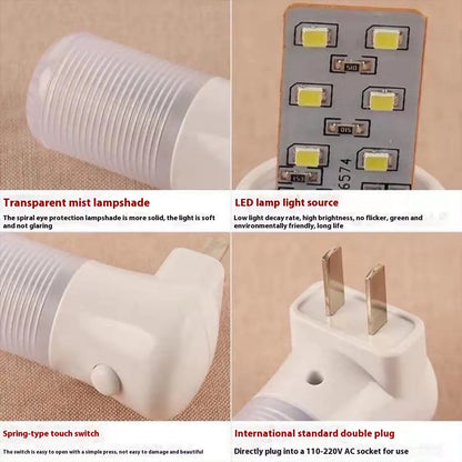 Minimalist plug-in bedside night light with dual colour options and compact square design