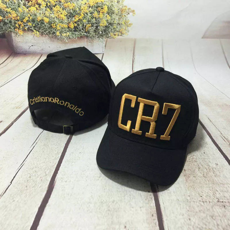 C Ronaldo CR7 baseball cap in black with high top and big eaves design