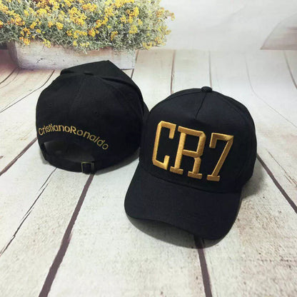 C Ronaldo CR7 baseball cap in black with high top and big eaves design