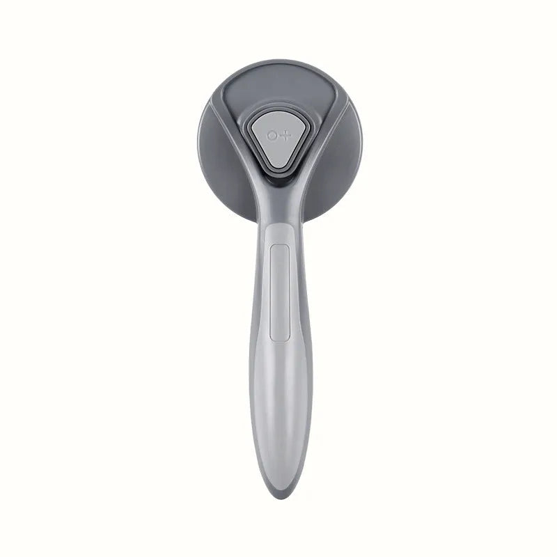 One button dog hair removal comb with stainless steel pins, 19.3cm long, in mint green or gentleman grey