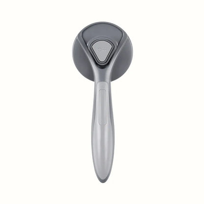 One button dog hair removal comb with stainless steel pins, 19.3cm long, in mint green or gentleman grey