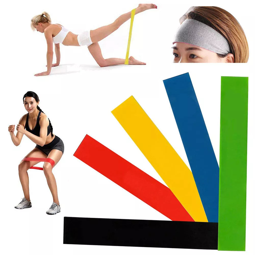 5 Level Resistance Rubber Bands for Yoga and Training in various colors with storage bag
