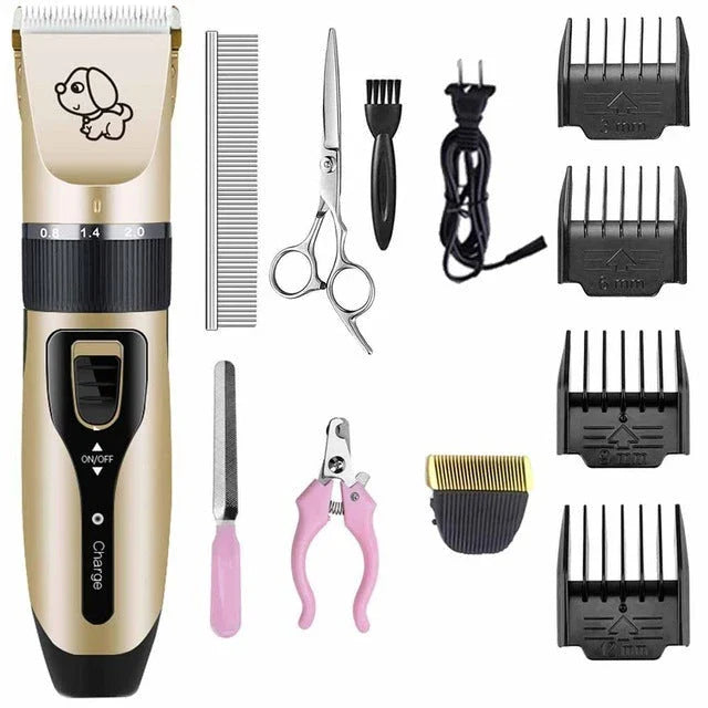 Powerful cordless pet grooming clipper with 5 adjustable speed settings, titanium-ceramic blade, and up to 2 hours of runtime