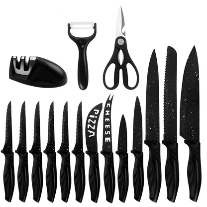 17-piece stainless steel kitchen knife set with Maifanshi coating and 20cm blades