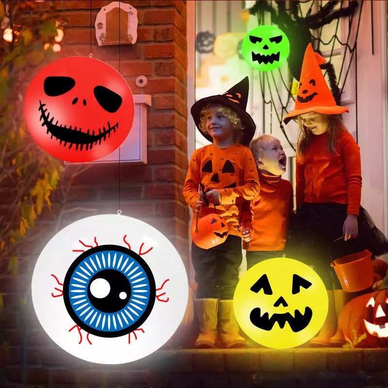 LED Halloween Light Luminous Ball Pumpkin Lamp in white, red, or green with solar charging and waterproof features
