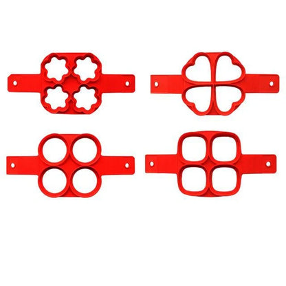 Silicone non-stick egg pancake maker rings in red, perfect for breakfast preparation