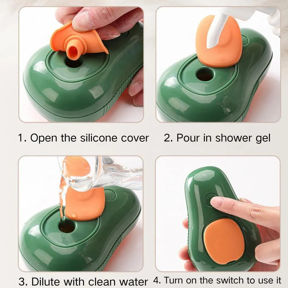 Green or white Cat Steam Brush 3-in-1 with water spray, silicone teeth, measuring 11x7.5x5.5cm